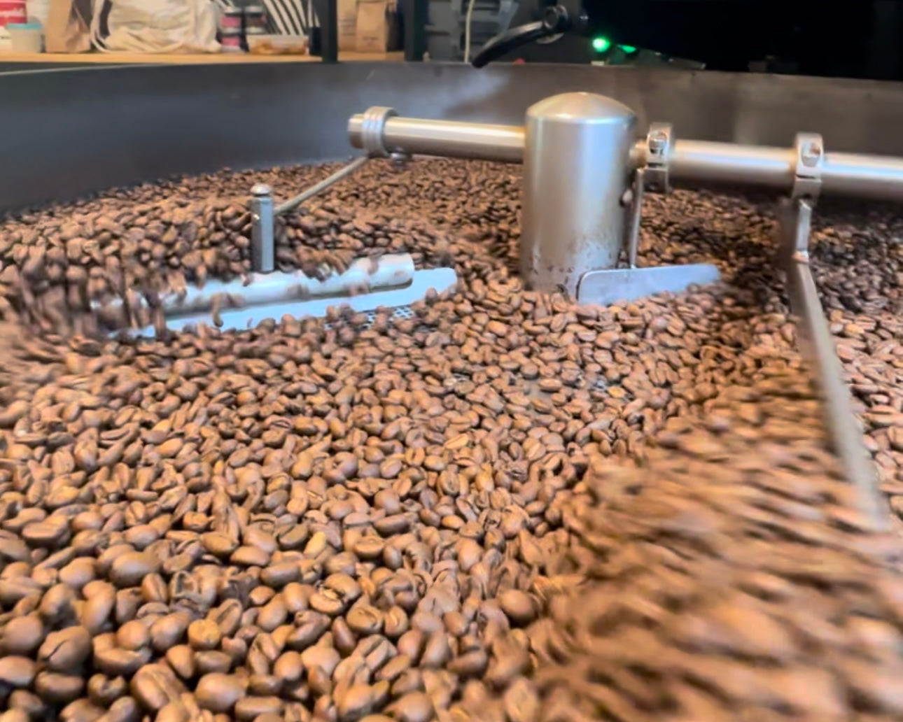 Coffee beans cooling down after being roasted