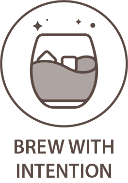 Icon that reads: Brew with intention